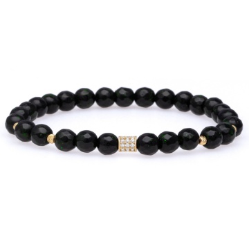 Brățară elastică Serenity cu Green Goldstone si charm din Aur 14K