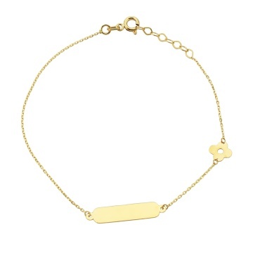 Bratara Lant cu Placuta si Floare- Aur 14k