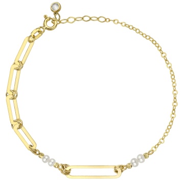 Bratara Lant cu Zale si Perle- Aur 14k