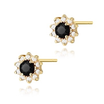 Cercei Aur 14K cu Diamante Naturale Albe si Negre 0.29 ct