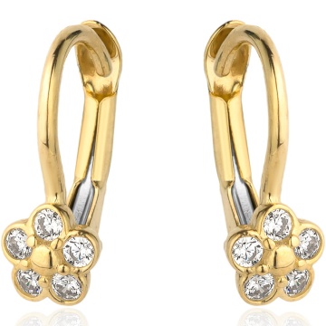 Cercei Aur 14k cu Floare si Zirconii Albe