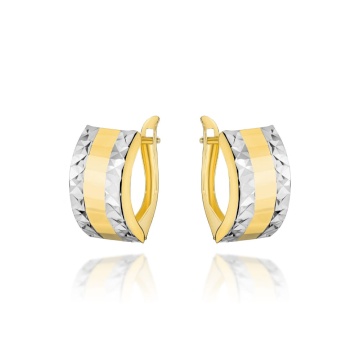 Cercei Aur 14k cu Model Ajurat in Doua Culori