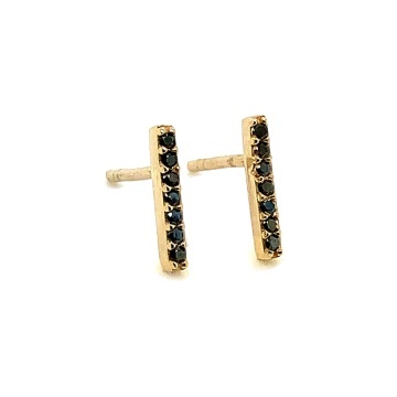 Cercei Aur 14K Dreptunghiulari cu Zirconii Negre