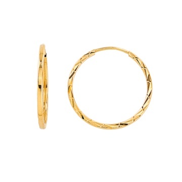 Cercei Creolă Rotunzi din Aur 14K, Fațetați, 2,2 cm