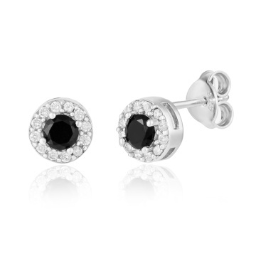 Cercei din argint 925 cu cristale Angel Collection - Black Edition