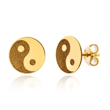 Cercei din aur 14k Yin și Yang