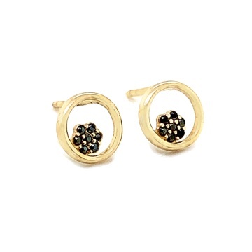 Cercei Floare Aur 14k cu Zirconii Negre