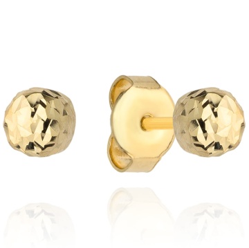 Cercei Super Ușori cu Bile Diamantate de 8mm, Aur 14K