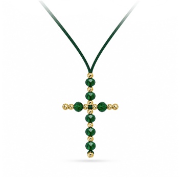 Choker Crystal Green Cross din AUR 14K