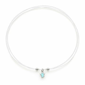 Choker reglabil fir transparent - Light Blue Angel din Argint 925