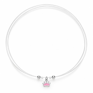 Choker reglabil fir transparent - Pink Crown din Argint 925