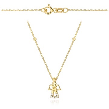 Colier Aur 14K Anjo Zirconiu și Bile Netede
