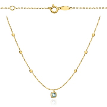 Colier cu Bilute si Cristal- Aur 14k