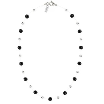 Colier Floating Black cu cristale și bile din Argint 925