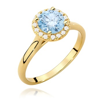 Inel Aur 14K cu Diamante Albastre de Laborator 1.14 ct