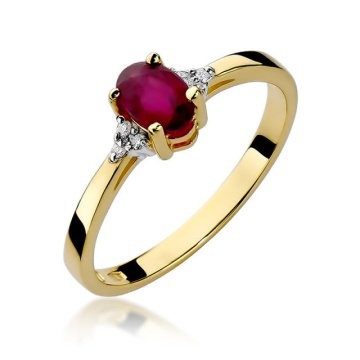 Inel Aur 14K cu Rubin 0.60 ct si Diamante Naturale 0.05 ct