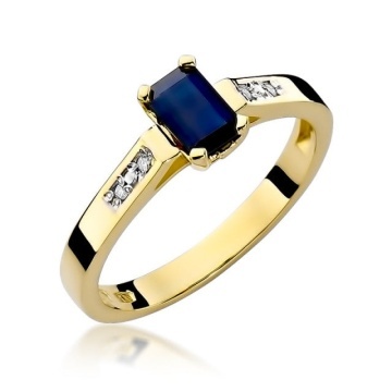 Inel Aur 14K cu Safir 0.60 ct si Diamante Naturale 0.04 ct
