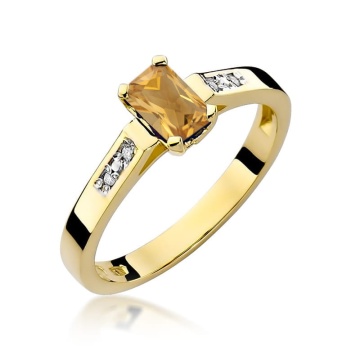 Inel Aur 9K cu Citrin 0.60 ct si Diamante Naturale 0.04 ct