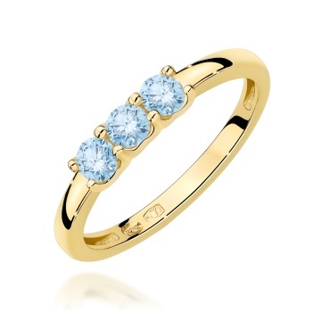 Inel Aur 9K cu Diamante Albastre de Laborator 0.30 ct