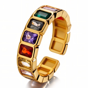 Inel Bliss Multicolor din inox placat cu aur 18K