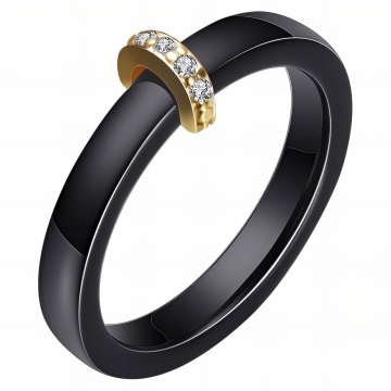 Inel Ceramica si Inox placat cu Aur 18K M7/55