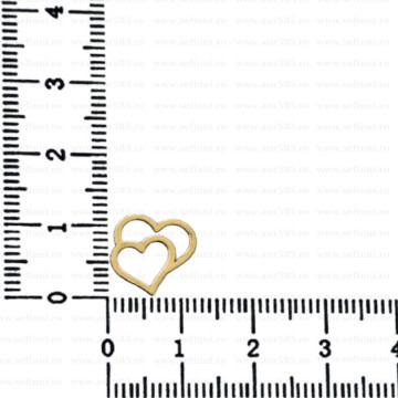 Link din aur 14k - pentru bratara - inimioare XL