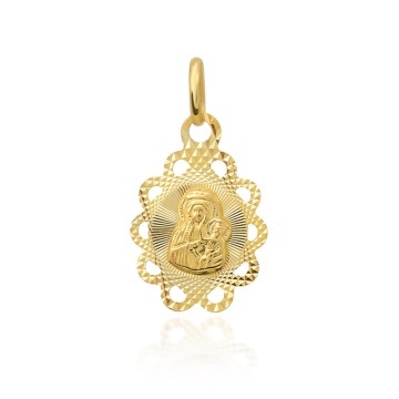 Medalion Oval Aur 14k cu Maica Sfanta si Iisus