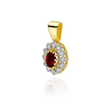 Pandantiv Aur 14K cu Rubin 0.60 ct si Diamante Naturale 0.10 ct