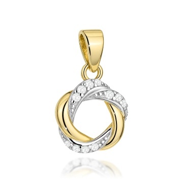 Pandantiv Din Aur 14K Plecat Cu Zirconii Și Model Împletit