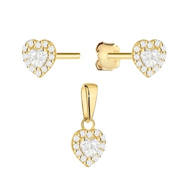 Set Aur 14K Inimă cu Zirconiu
