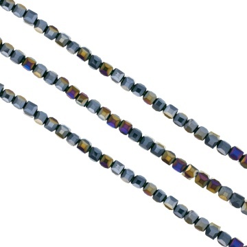 Sirag cristale cubice 4mm - antracit cu reflexii