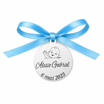Banut Argint 2cm pentru Botez - Mot - Scaldat - personalizabil