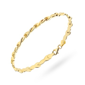 Bratară Aur 14K Design Valuri cu Finisaj Diamantat și Satinat