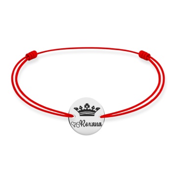 Brățară Royal cu Șnur și Bănuț din Argint 925 gravat cu Nume si Coronita