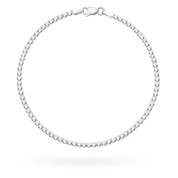 Brățară Tip Tenis Din Aur Alb 14K Cu Zirconiu - 2 Mm