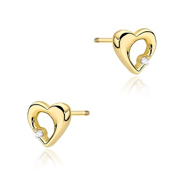 Cercei Aur 14K cu Diamant Natural 0.01 ct Filet cu Protectie
