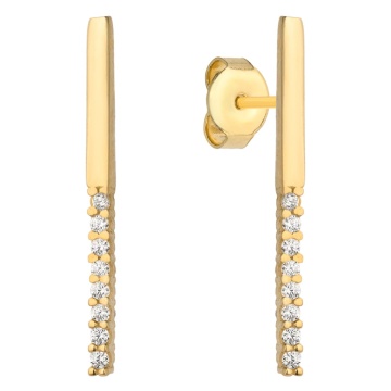Cercei Aur 14k cu Model Neted si Zirconii Albe