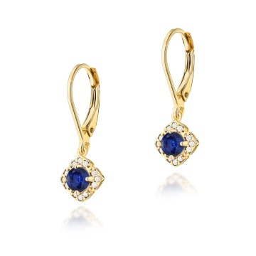 Cercei Aur 14K cu Safir 0.30 ct si Diamante Naturale 0.06 ct
