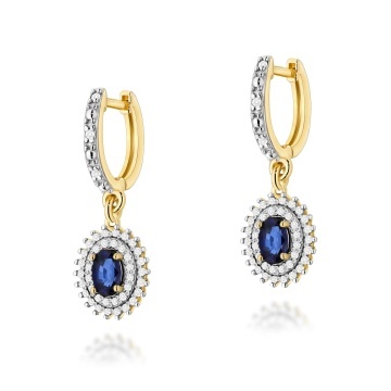 Cercei Aur 14K cu Safir 0.70 ct si Diamante Naturale 0.44 ct