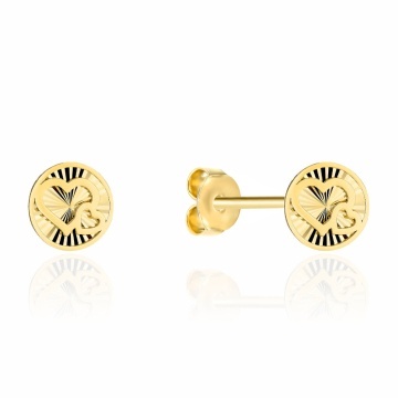 Cercei Aur 14K Inimi Împletite în Cerc Diamantat