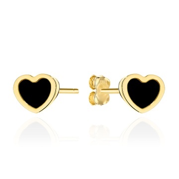 Cercei Aur 14K Inimioare cu Onix