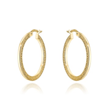 Cercei Creole Aur 14k cu Model Grecesc