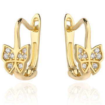 Cercei Fluture cu Inchizatoare englezeasca din Aur 14k cu Zirconi