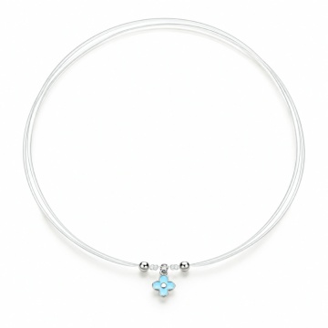 Choker reglabil fir transparent - Blue Flower din Argint 925