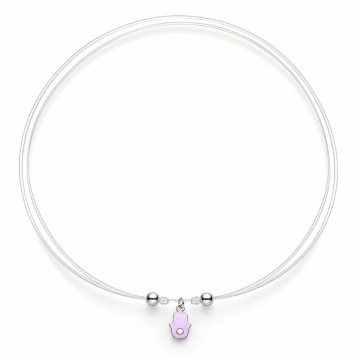 Choker reglabil fir transparent - Hamsa Purple din Argint 925