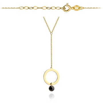 Colier Aur 14k cu Cerculet si Piatra Neagra