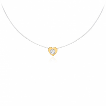 Colier cu fir transparent si pandantiv Inima din AUR 14K