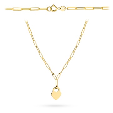 Colier cu Inima si Zale Ovale- Aur 14k