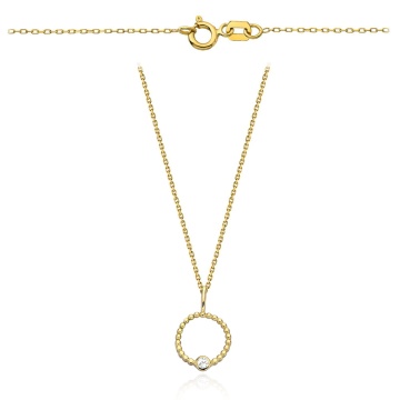 Colier cu Pandant Inel si Cristal - Aur 14k