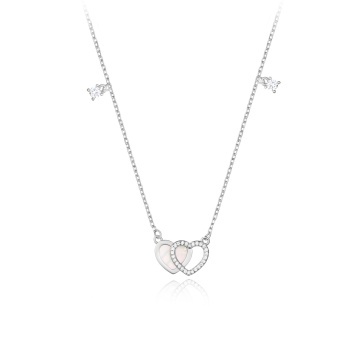 Colier din argint 925 cu cristale Double Hearts